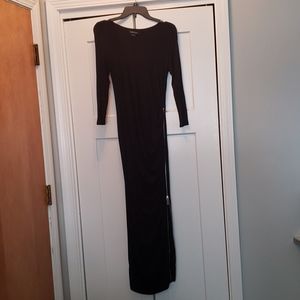 Marciano black maxi dress with side gold zipper